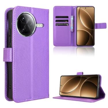 Imagem de Elubugod Capa de couro compatível com Xiaomi Redmi K80 5G, capa flip de couro PU compatível com Xiaomi Redmi K80 Pro 5G capa roxa