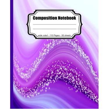 Imagem de Composition Notebook: marble composition notebook 2021 2022 | Wide Ruled Paper Journal Notebook | Pretty Gold Purple Turquoise Liquid Marble ... Wide Ruled Paper | 7.5" x 9.25" 110 Pages