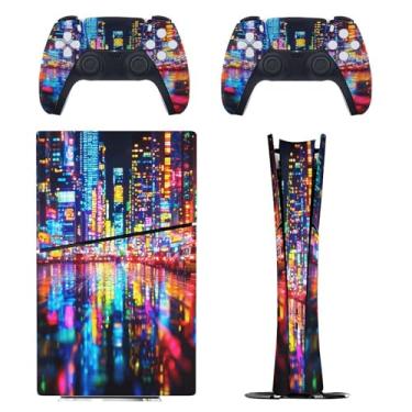 Imagem de Skin for PS5 Slim Digital Edition, capa adesiva para console e controle PlayStation 5, película protetora removível fácil de envolver acessórios para jogos, decalque capa completa - padrões artísticos