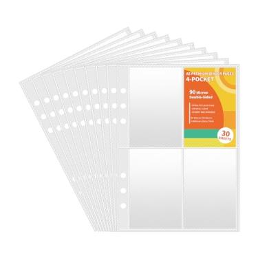 Imagem de 30 capas de bolso para fichário A5 com 6 anéis, 4 bolsos, folhas de dupla face, refil de páginas para cartões fotográficos Kpop, desafios de economia, fichário de álbum de coleção de adesivos