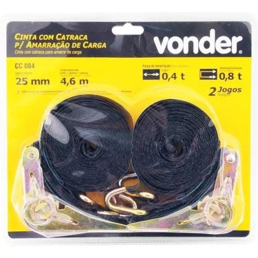 Imagem de Kit 02 Cinta Catraca Com Amarraçao Carga 800Kg Vonder
