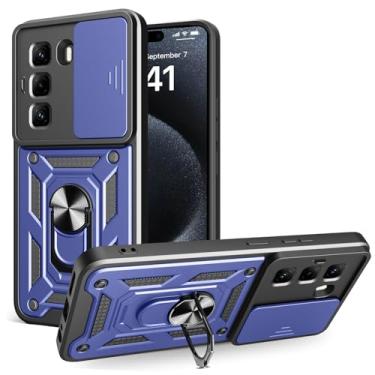 Imagem de Kukoufey Capa compatvel com Infinix Hot 50 Pro 4G, com capa de lente de camera deslizante, suporte 360, azul
