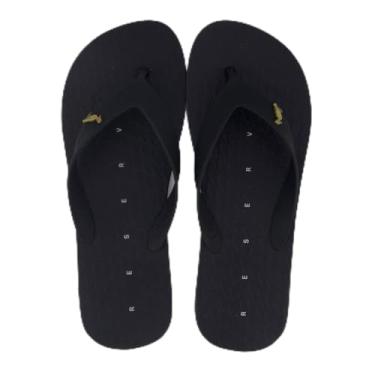 Imagem de Chinelo Reserva Retangulo Preto e Dourado
