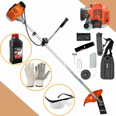 Imagem de Roçadeira Profissional a Gasolina Anmax Cg-430 / CG 430 43cc 1,7hp c/ Faca 2 Pontas + Oleo Toyama 2T + Luvas + Oculos