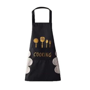 Imagem de Avental Chef Cozinheiro Impermeável Cozinha Unissex Preto - Shark Blue