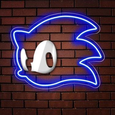 Imagem de Painel Neon Led Sonic Decoração Festa Menino Video Game - OntheLight