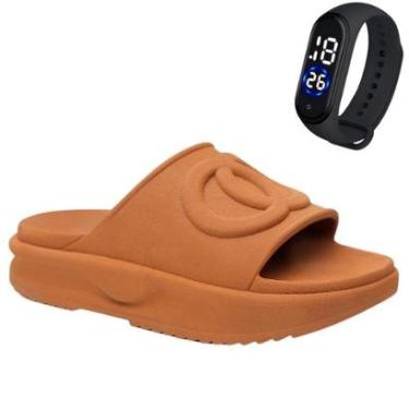 Imagem de Kit Chinelo Macia Slide Ergonomica Fascite Usaflex Novidade Tamanco + Relogio Tecnologico BAND-Feminino