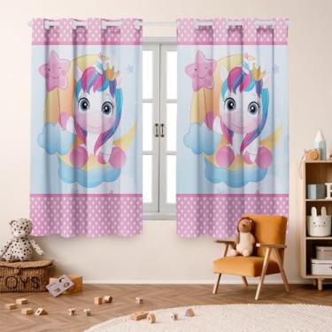 Imagem de Cortina Infantil 2,00x1,50 Decoração Divertida para Quarto de Criança (Unicornio Baby)