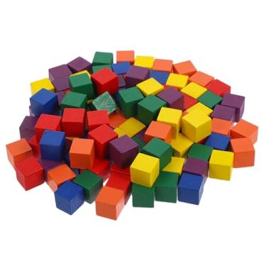 Imagem de Cubos quadrados faça-você-mesmo, cubos de madeira, blocos quadrados coloridos DIY para adultos brincando com 100 peças