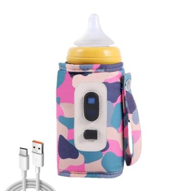 Imagem de Aquecedor de mamadeira USB, capa de isolamento para garrafa de leite | Aquecedor de mamadeira portátil USB Aquecedor de leite digital,Saco de garrafa ajustável com temperatura de 5 engrenagens para al