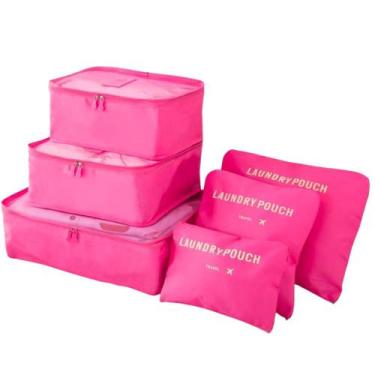 Imagem de Kit Organizador De Malas 6 Peças Para Viagem Prático Rosa - Maso Store