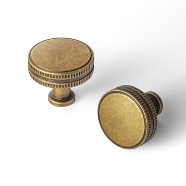 Imagem de Goo-Ki Pacote com 6 puxadores de gaveta de armário de bronze antigo - puxador de barra de latão retrô vintage com furo único para armário de cômoda, guarda-roupa, 2182M-GT