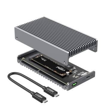 Imagem de Qwiizlab Fanless 40Gbps USB4 Thunderbolt External SSD Enclosure with Aluminum Heat Sink Chasiss, Supports M.2 NVMe PCIe SSD up to 8TB (SSD Not Included)