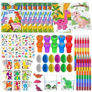 Imagem de Cinrobiye 72 Peças De Livro De Colorir Dinossauro Com Giz De Cera, Lembrancinhas De Festa, Sacos De Guloseimas Para Festa De Dinossauro, Jogos De Festa De Aniversário De Dinossauro, Kit Faça Você Me