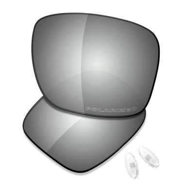 Imagem de SAUCER Lentes de reposição premium e protetores de nariz para óculos de sol Oakley Holbrook Ti OO6048 de alta defesa - metal cromado polarizado