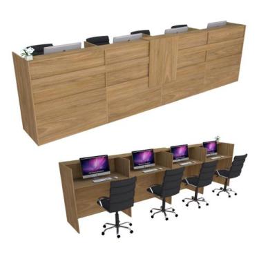 Imagem de Balcão Recepção 556cm Freijó Syncro - Linha Premium - 1.1 - Marcenaria