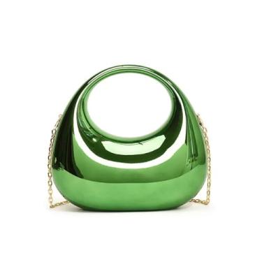 Imagem de Bolsa clutch de acrílico para noite para mulheres, bolsa metálica para noite, lua hopo, bolsa noturna para festa de casamento, formatura, Verde