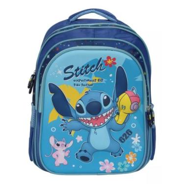 Imagem de Bolsa Volta As Aulas Colorida Grande Desenho Stitch E Angel - Plike, S