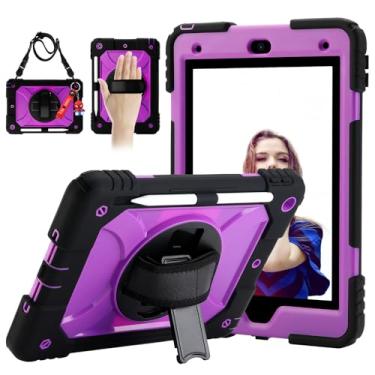 Imagem de Capa para iPad 9ª/8ª/7ª geração, capa para iPad 10.2 2021/2020/2019, com chaveiro fofo, capa protetora robusta com suporte giratório de 360°, alça de ombro e compartimento para caneta para 10,2