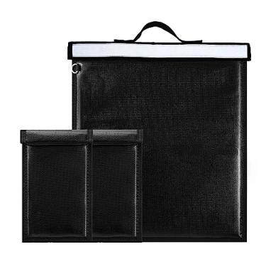Imagem de 3 bolsas Faraday – gaiola extra grande para Faraday com alça + 2 bolsas Faraday para telefones, protetor antifurto Faraday, bolsa Faraday à prova d'água e à prova de fogo, bloqueador de sinal RFID,
