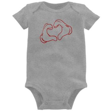 Imagem de Body Bebê Love Hand - Foca na Moda, Cinza, M