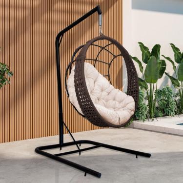 Imagem de Cadeira Balanço Ninho Suspenso em Corda Náutica Luxo com Suporte