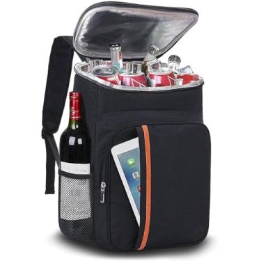 Imagem de Mochila de ombro dupla Bolsa isolada Mochilas de piquenique para acampamento ao ar livre (Preto)