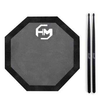 Imagem de Kit Pad Estudo Bateria HM Pto e Baquetas Fibra Torelli TQ020