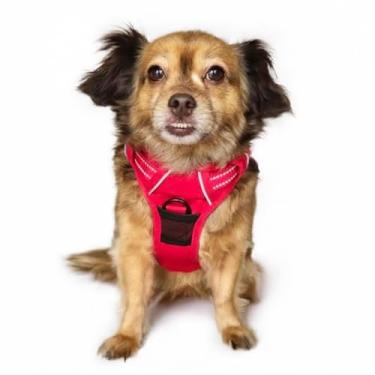 Imagem de Doggie Design Venture Paw Peitoral para cães - Peitoral simples ajustável para filhotes - Coleira antipuxão para cães para caminhadas e aventuras ao ar livre - Carmesim, P