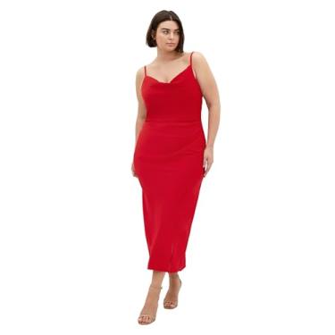 Imagem de City Chic Vestido feminino plus size - Mali Side Gathering Front Split, Vermelho, 54