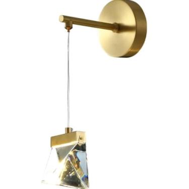 Imagem de Luminária de parede LED de latão 5W Criatividade Luminária de parede de cristal geométrico Cabide de cobre + Kit, Arandelas de parede de luxo modernas, Parede de luz,