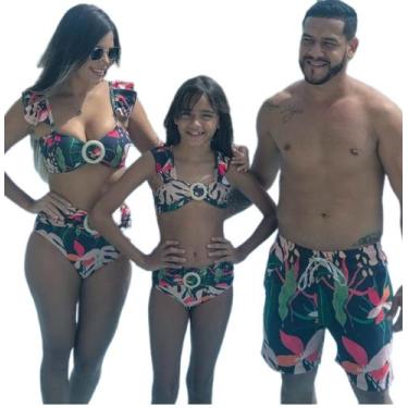 Imagem de Kit familia - Biq acessorio e Biq infantil e Bermuda da Mesma Estampa 