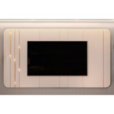 Imagem de Painel Home p/ TV até 75 Polegadas Celine 100% mdf c/ Led 241x132cm Off White - dj Móveis