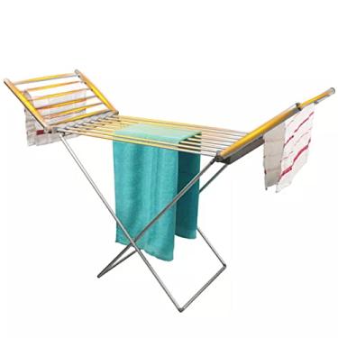 Imagem de Secador de roupa elétrica, estendal elétrico com 20 barras com asasas, aquecedor de toalhas, secador elétrico de 230 W, prateleira para cavalos para interiores, estendal eficiente para uma alma fácil