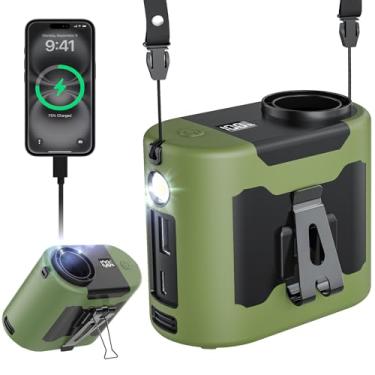 Imagem de IFECCO Ventilador de cintura portátil, 10.0000 mAh alimentado por bateria clipe no cinto vestível ventilador pessoal recarregável com 5 velocidades e lanterna, ventilador de pescoço mãos livres para