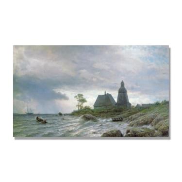 Imagem de Impressões em tela famosas. "Paisagem do Norte" de Lev Lagorio, Reproduções de arte clássicas, decoração de parede moderna para sala de estar escritório. 60 x 100 cm - 23,6 x 39 pol sem moldura