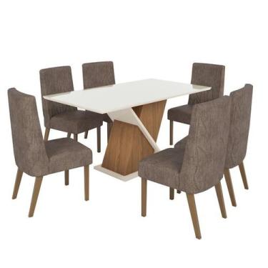 Imagem de Mesa Jantar Solus 160 6 Cadeiras Eloa Cacau - Henn