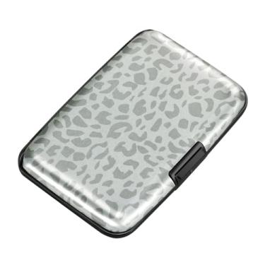 Imagem de ELFISH Mini carteira de alumínio RFID porta-cartões de crédito capa de metal para identidade masculina e feminina (estampa de leopardo cinza), Estampa cinza de leopardo
