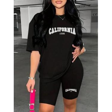 Imagem de Conjunto feminino academia esportivo camisa e short confortavel zero t