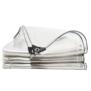 Imagem de Folha de lona transparente reforçada lona de PVC impermeável resistente 2x2m 3x3m 0,35 mm folha de chão tenda transparente com ilhós (tamanho: 2,4 x 5 m)