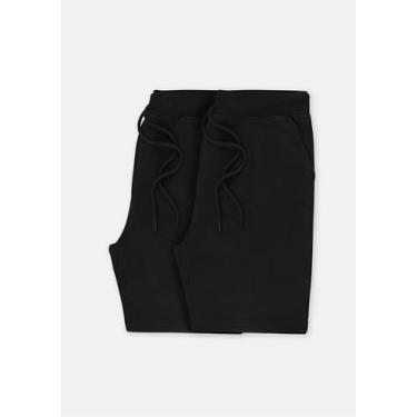 Imagem de Kit Com 2 Bermudas Básicas Masculinas Em Moletom - Hering, P, Preto