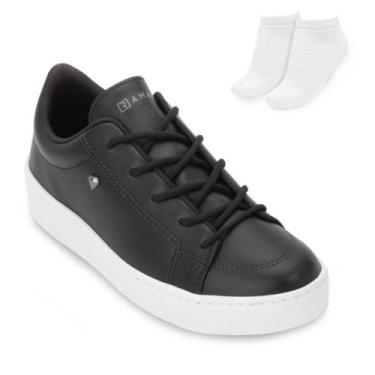 Imagem de Tênis Casual Ramarim e Meia RM25, 37, Preto, Branco