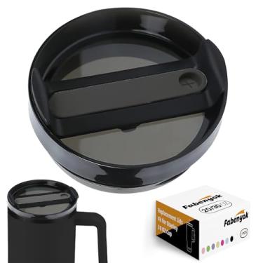 Imagem de Fabenyok Tampa de copo de substituição de 590 ml, 850 g, adequada para Stanley Cup, 1 pacote de tampas de substituição transparentes, capas de copo para acessórios de copos Stanley (puro - preto)