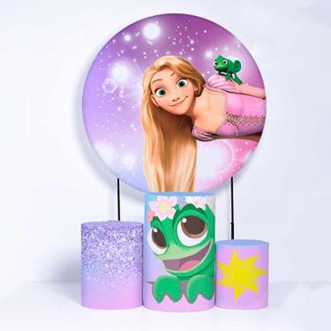 Imagem de Kit Painel de Festa Redondo de 1,50m e Trio de Cilindros Enrolados - Fera Print