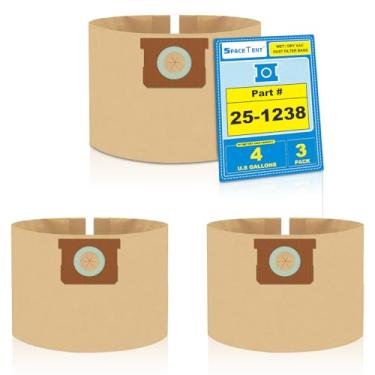 Imagem de SpaceTent Pacote com 3 sacos de filtro a vácuo compatíveis com Stanley e PorterCable Aspirador seco úmido de 4 galões, peça nº 25-1238