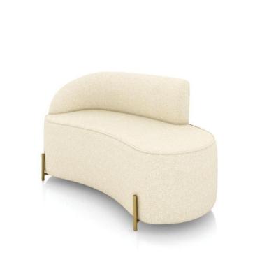 Imagem de Sofá 2 Lugares Orgânico 140cm Pé Dourado Morgan Linho Bege D03 - D'ros