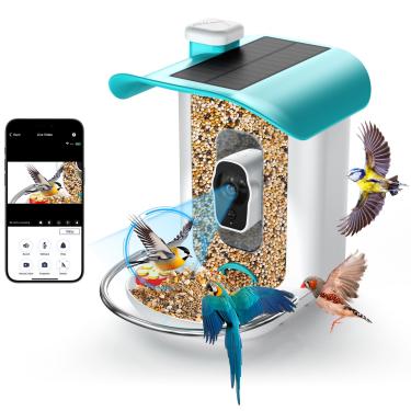 Imagem de Homlab Alimentador de pássaros com câmera sem fio ao ar livre, câmera alimentadora de pássaros HD 1080p com ângulo amplo de 170°, câmera de identificação IA de 11000+ Birds com WiFi de 2,4 G e