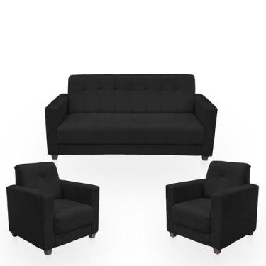 Imagem de Sofá + 2 Poltrona Para Sala de Estar Moderno Confortável Veneza Suede 