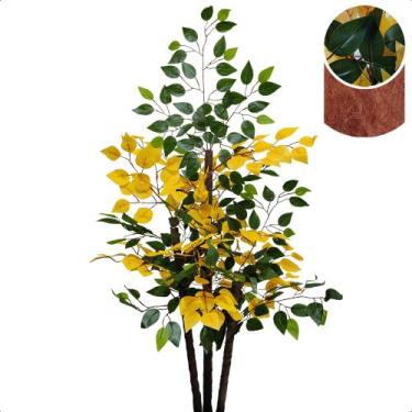 Imagem de Figueira Artificial Ficus Verde Amarelo Sem Vaso Decoração - Flor de M