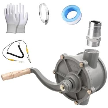 Imagem de Bomba manual de transferência de gás diesel para 30 galões 35 galões 40 galões combustível a gás diesel, bomba manual rotativa de tambor de alumínio fácil de manusear, tubo de entrada 1-1/10.2 cm